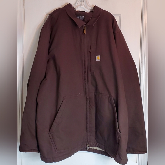 Carhartt Mens Duck Canvas Sherpa-Lined Loose Fit Chore Field Jacket - Size 3XLT
